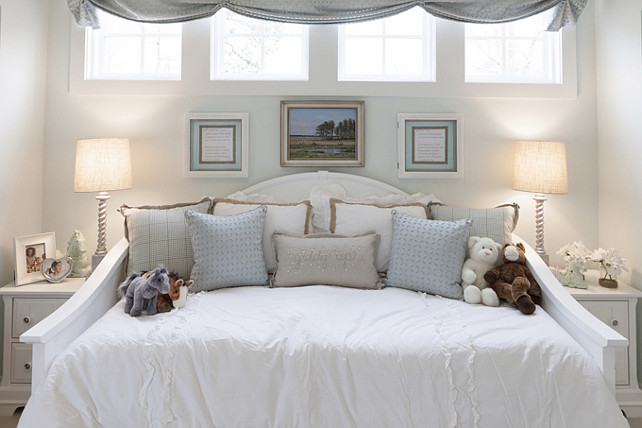 Daybed. Girls Bedroom. Girls Bedroom with Daybed. This girl's bedroom features a white daybed with white bedding, neutral pillows flanked by white side stands. #Bedroom #Girlsbedroom #Daybed