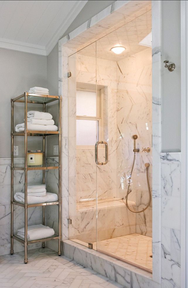 Bathroom Marble Shower. Great idea for bathroom reno: marble shower. #Marble #Bathroom #Shower