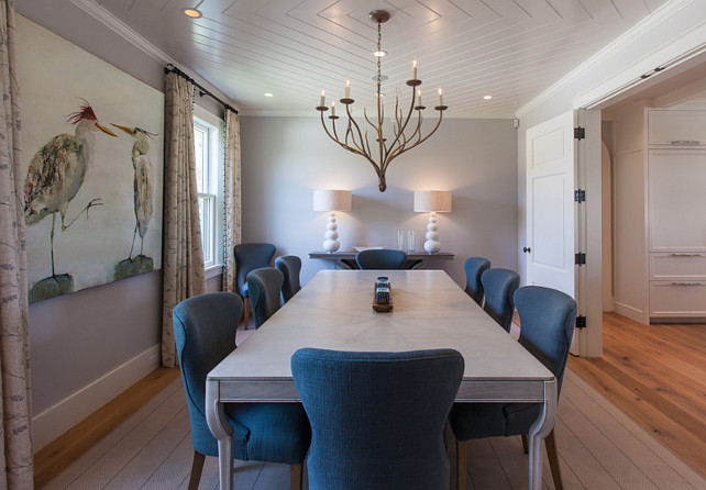 Dining Room. Dining Room with a Diamond Ceiling Pattern. #DiningRoom #CeilingPattern