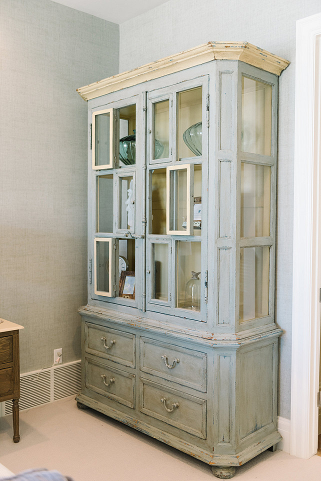 Distressed Cabinet. Distressed Furniture. Distressed cabinet in master bedroom. Four Chairs Furniture.