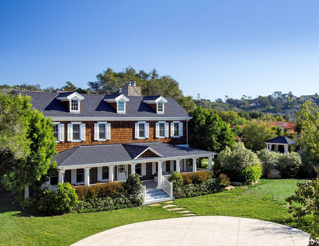 East Coast-style home in California. Front Porch. Wrap around porch. Homes with Wrap around porch. Wrap around porch Plan. #Wraparoundporch