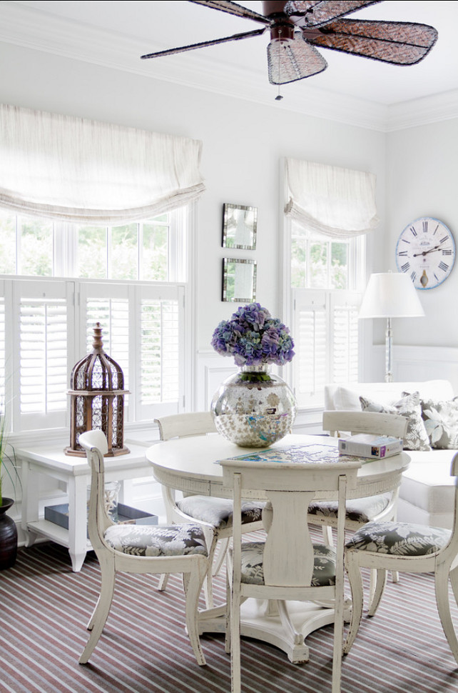 Eating Area. Cozy and casual. this eating area is just perfect for small meals. Benjamin Moore Cloud White CC-40 #EatingArea