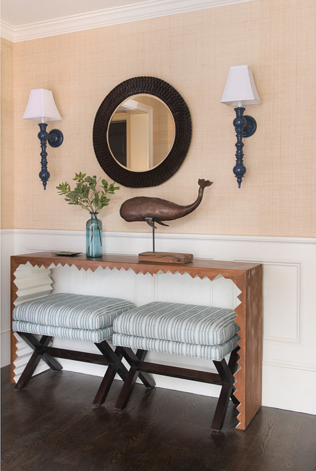 Foyer Decor. Foyer Decor Ideas. Foyer with coastal decor. Foyer Furniture #Foyer #FoyerDecor #FoyerFurniture Ben Gebo Photography. Annsley Interiors.