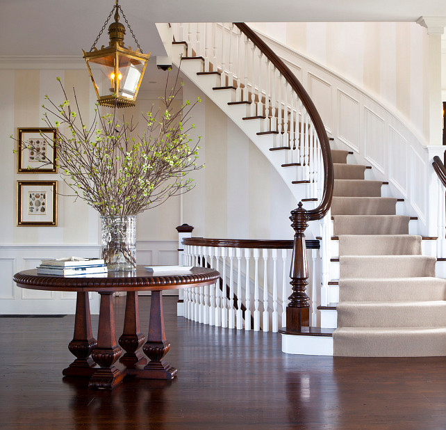 Foyer Staircase Design. Foyer Staircase Newel. Staircase Design Ideas. Traditional Foyer Staircase. #Foyer #Staircase #TraditionalFoyer #StaircaseNewel Jeannie Balsam LLC