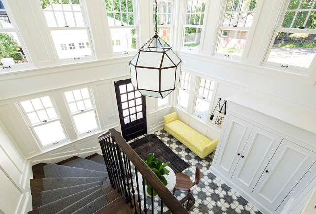 Cement Tile. This cement tile was sourced through the Fantasia Tile & Stone Showroom. It is the Sabine Hill Lace Pattern with custom colors Charcoal and White with a Polished finish. #CementTile Martha O'Hara Interiors.