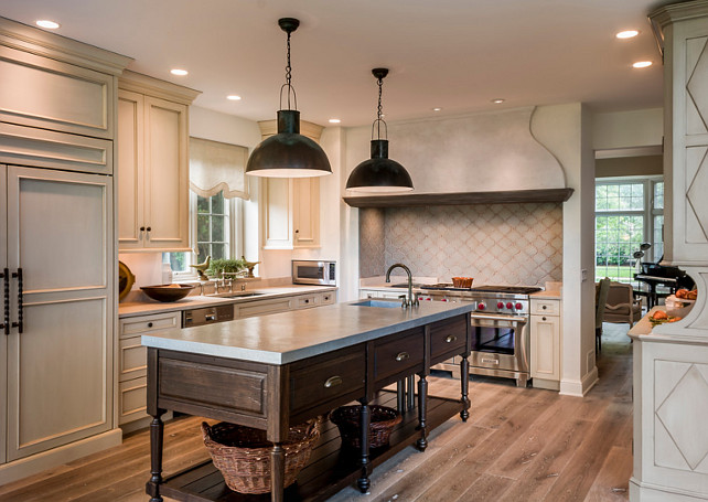 French Kitchen. Country French Kitchen. Very restful and unique combination of colors and textures in this French Country Kitchen. #Kitchen #FrenchKitchen Past Basket Design.