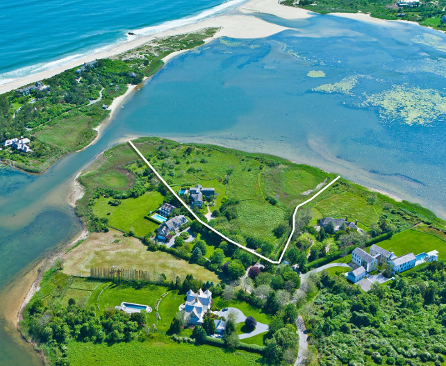 Hamptons House Arial View. Arial view of Hamptons House for Sale. Beach Front Hamptons House for Sale. Waterfront Hamptons House for Sale. #Hamptons #HOuseforSale #BeachHouse Via Sotheby's Homes.