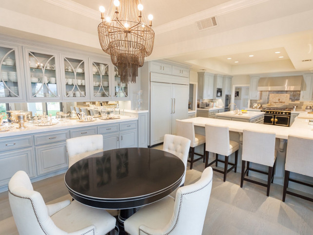 Jennifer Lopez Kitchen. The chandelier in Jennifer Lopez kitchen is the "Arteriors Maxim 7L Iron Beaded Chandelier". #JenniferLopezKitchen