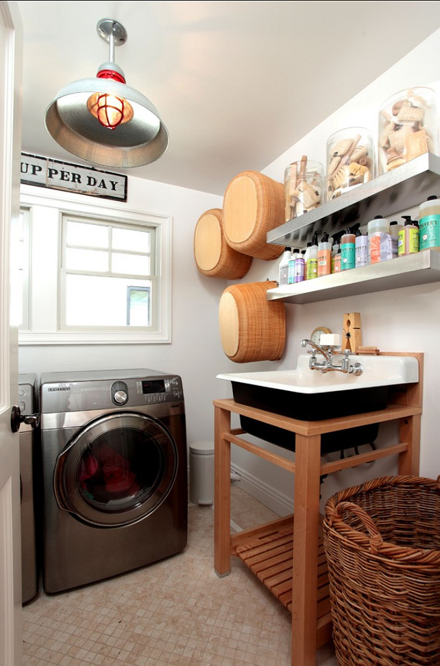 Laundry Room. Great small laundry room design. It has everything you need! Storage, sink and style! #LaundryRoom #Interiors