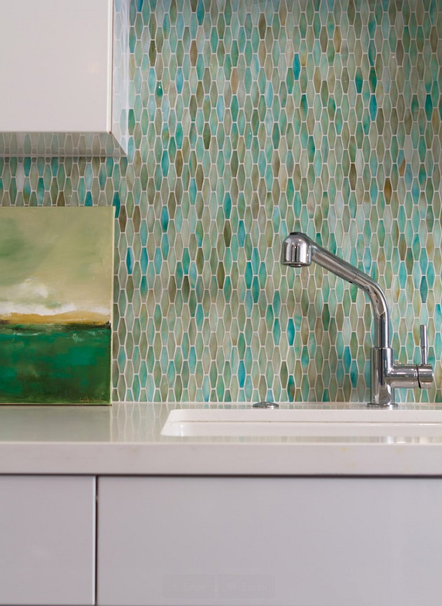 Kitchen Backsplash. Coastal Kitchen Backsplash. Tile backsplash is Luna Bay Tile. Color is Pieces 11. #Backsplash #TileBacksplash #Kitchen #CoastalTiles #CoastalBacksplash Charmean Neithart Interiors, LLC.