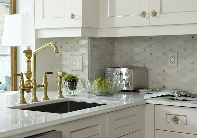 Kitchen Backsplash. Kitchen Backsplash Tiling Ideas. Backsplash Tiles. Kitchen backsplash tiles is Saltillo Imports Marble Mosaics Long Octagon Tile backsplash. #KitchenBacksplash #BacksplashTiles Sarah Richardson Design