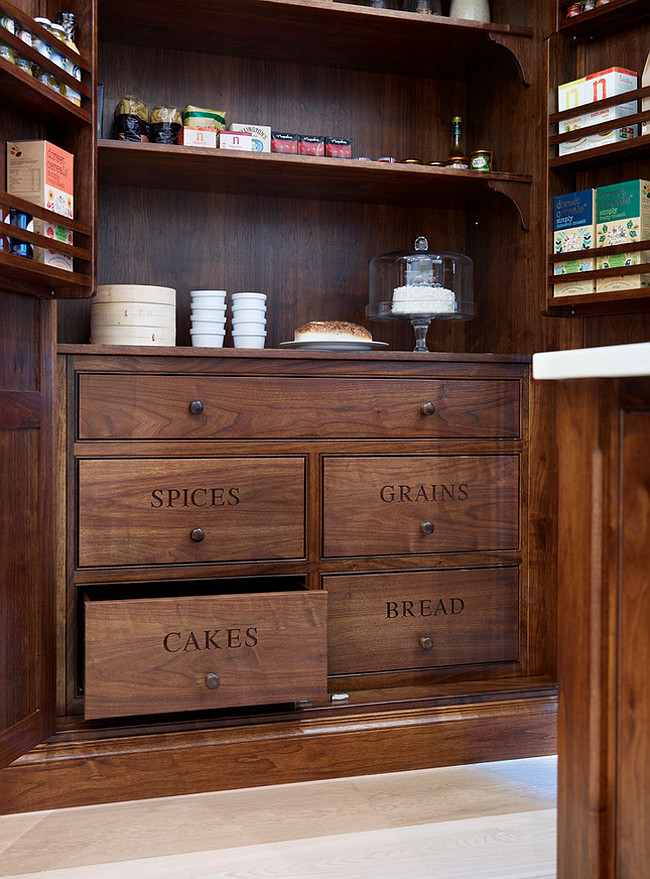 Kitchen Drawer Ideas. American Walnut Kitchen cabinet - Cook’s Pantry. Humphrey Munson.