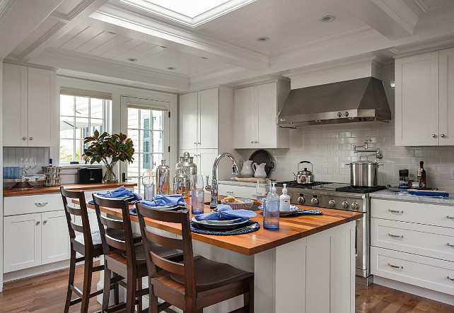 Kitchen Island. A large skylight was added above the island instead of pendants. #KitchenIsland