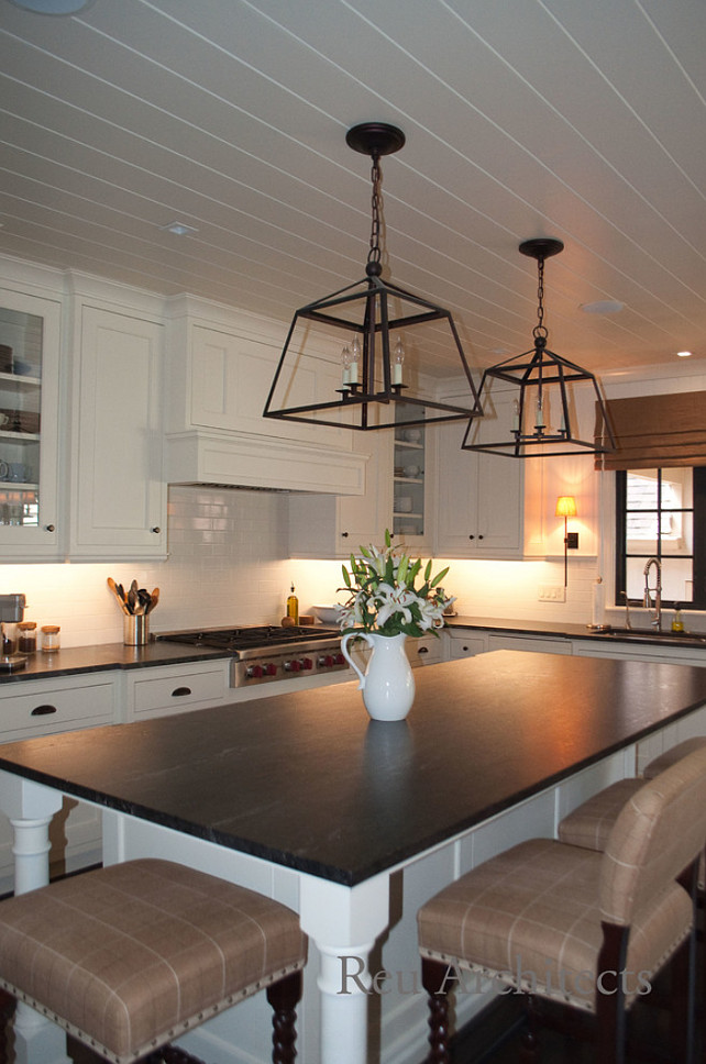 Kitchen Soapstone Countertop. Kitchen island with soapstone countertop. #Soapstone #SoapstoneCountertop #SoapstoneKitchenCountertop Reu Architects