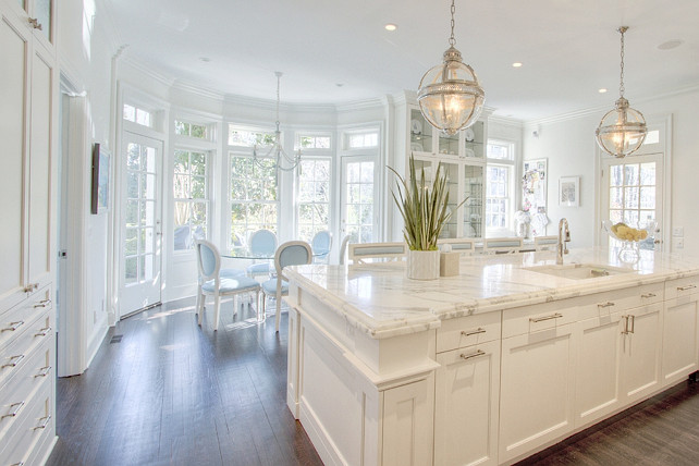 Kitchen and Breakfast nook. Kitchen opens to breakfast nook. #breakfastNook #Kitchen Anne Hepfer Designs.