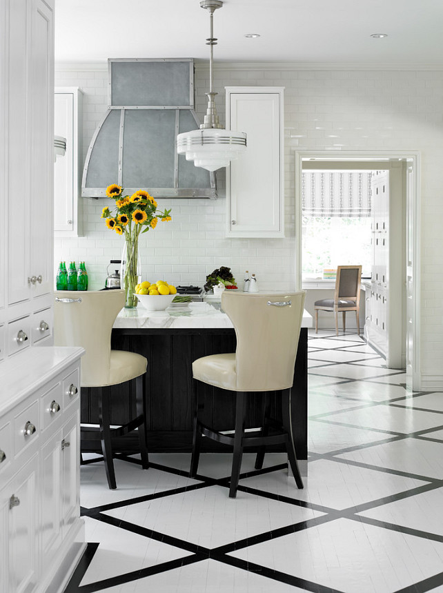 Kitchen flooring ideas. Kitchen painted hardwood floors. Interior Design by Beth Webb Interiors.