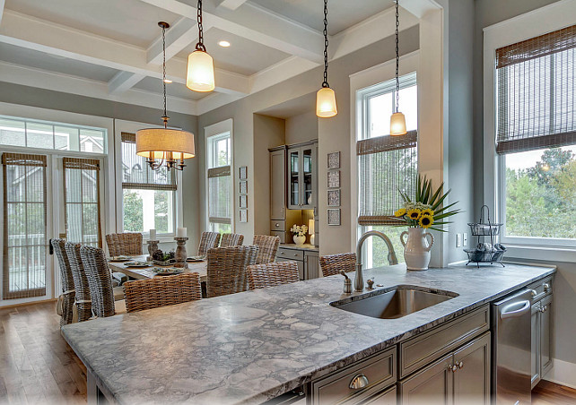 Kitchen island with granite countertop. Granite kitchen countertop. #Granite #Kitchen