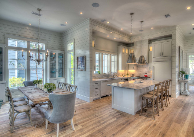 Kitchen. Beach house kitchen with tongue and groove walls. #Kitchen #BeachHouse #TongueandGroove Christ & Associates.