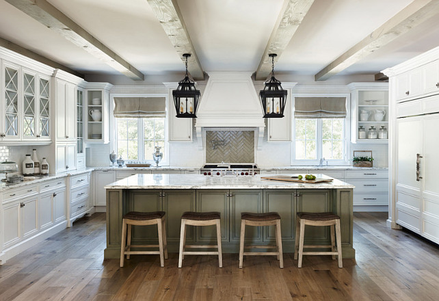 Kitchen. Kitchen Beams. Kitchen Flooring. Kitchen Island Paint Color. Cream white Kitchen. Kitchen Hood. #Kitchen Palm Design Group.