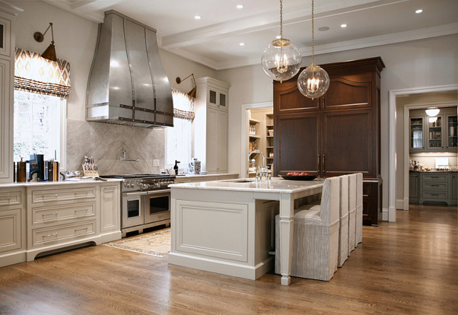 Warm White Kitchen Design Gray Butler S Pantry Home Bunch