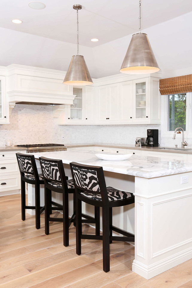 Kitchen. White Kitchen Stools. Add some personality to your white kitchen with Zebra print stools. #Kitchen WHiteKitchen #Zebra #ZebraPrint #Counterstools Blackband Design.