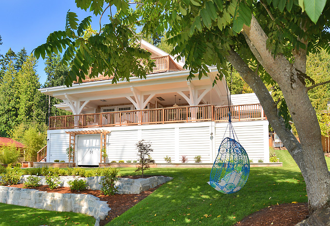 Knotted Melati Hanging Chair, Blue Motif. Sunshine Coast Home Design.