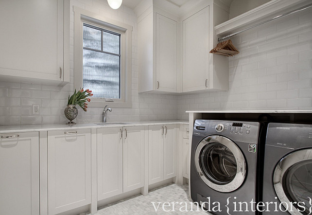 Laundry Room. White laundry Room. Laundry Room Countertop. Laundry room sink. Launry Room Backsplash #LaundryRoom Veranda Estate Homes & Interiors