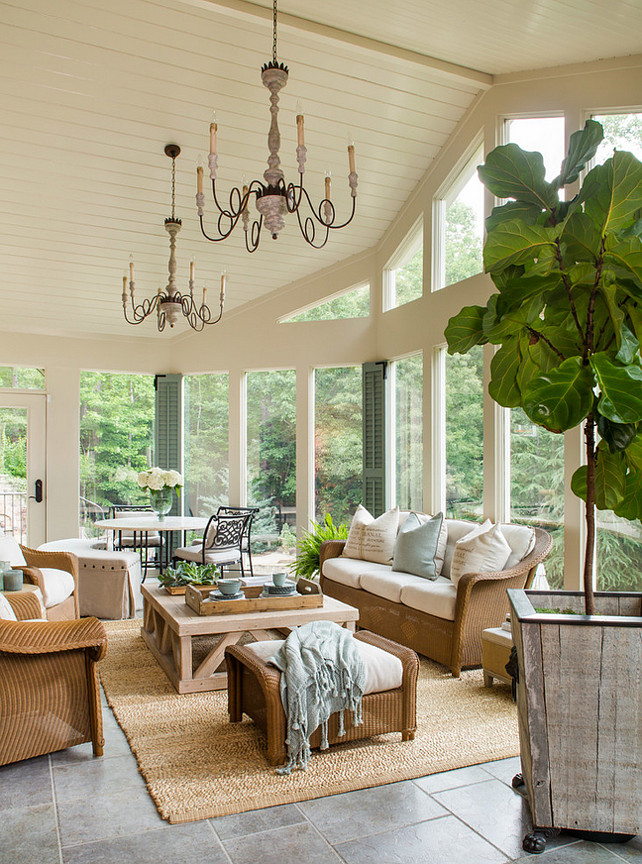 Living Room floor to ceiling window and cathedral ceiling. Neutral living room with natural elements, turquoise decor. Vikki Werbalowsky from La Bella Vie.