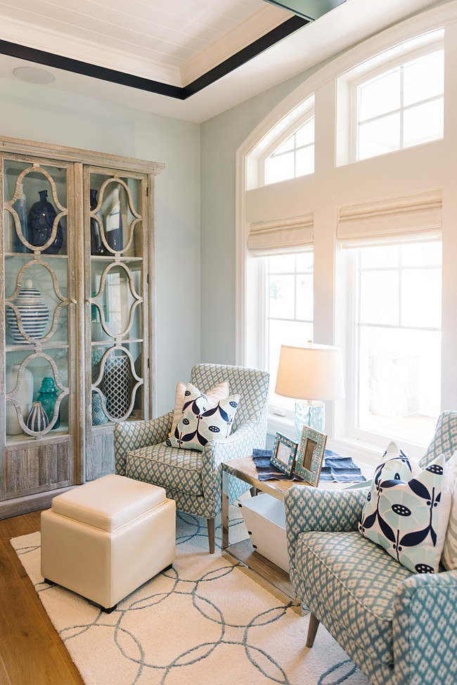 Living Room Chais. Blue living room with navy and turquoise decor and chairs. #Livingroom #Chairs Four Chairs Furniture.