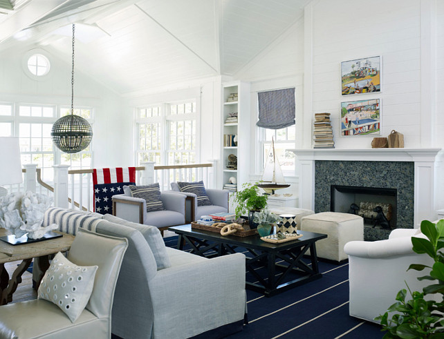 Living Room. Bright white living room with coastal decor and comfortable furniture. #LivingRoom #LivingRoomFurniture #LivingRoomDecor #LivingRoomCoastalDecor #WhiteLivingRoom Burnham Design.