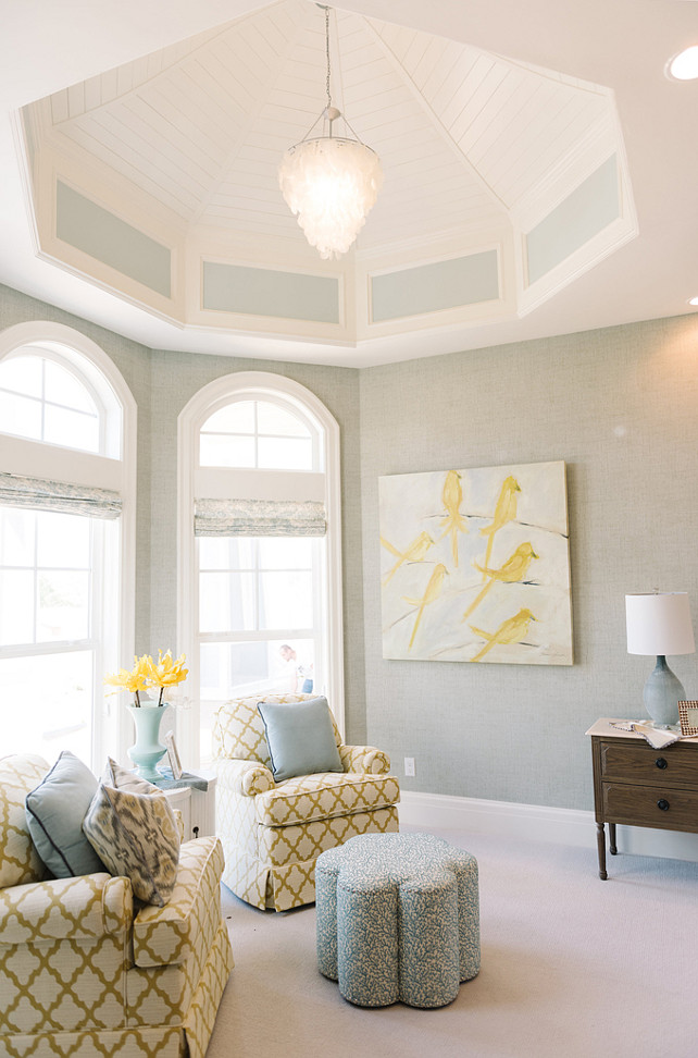 Master Bedroom Sitting Area with a pair of chairs and ottoman. #MasterBedroom #SittingArea Four Chairs Furniture.