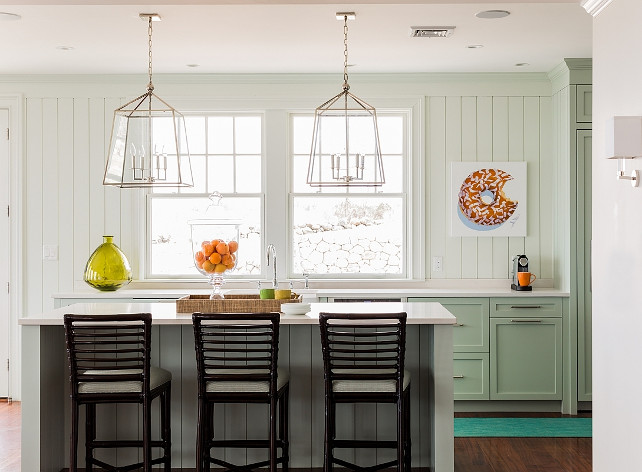 Mint Green Kitchen. Mint Green Kitchen Paint Color. Mint Green Kitchen Ideas. Mint Green Kitchen Design. Mint Green Kitchen Cabinets. Mint Green Kitchen Color. Mint Green Kitchen with Regina Andrew Design Square Four Light Glass Lanterns. #MintGreenKitchen #Kitchen #MintGreen #ReginaAndrewSquareFourLightGlassLantern Jennifer Palumbo.