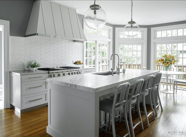 Modern Kitchen. Modern Gray Kitchen. Modern Kitchen, custom colored cabinetry, Wolf, Sub Zero, Stainless Counter tops. #Kitchen #KitchenIdeas #ModernKitchen #GrayKitchen Heidi Piron Design & Cabinetry.