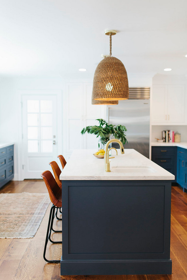 Navy Kitchen Island Paint Color. Navy Kitchen Paint Color is Benjamin Moore Hale Navy. #Navy #KitchenIsland #PaintColor #BenjaminMooreHaleNavy Studio McGee.