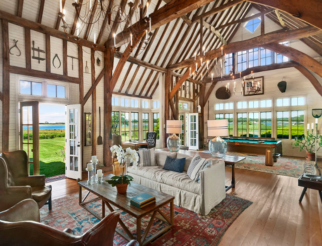 Open Concept Living Room. Rustic Open Concept Living Room. Rustic Open Concept Living Room with Vault Ceiling with Trusses. #OpenConcept #OpenConceptLivingRoom #RusticLivingRoom #VaultCeiling #Trusses