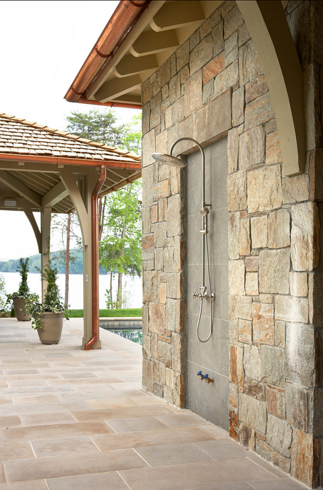 Outdoor Shower. Outdoor Shower Ideas. Great Outdoor Shower with lake view. #OutdoorShower