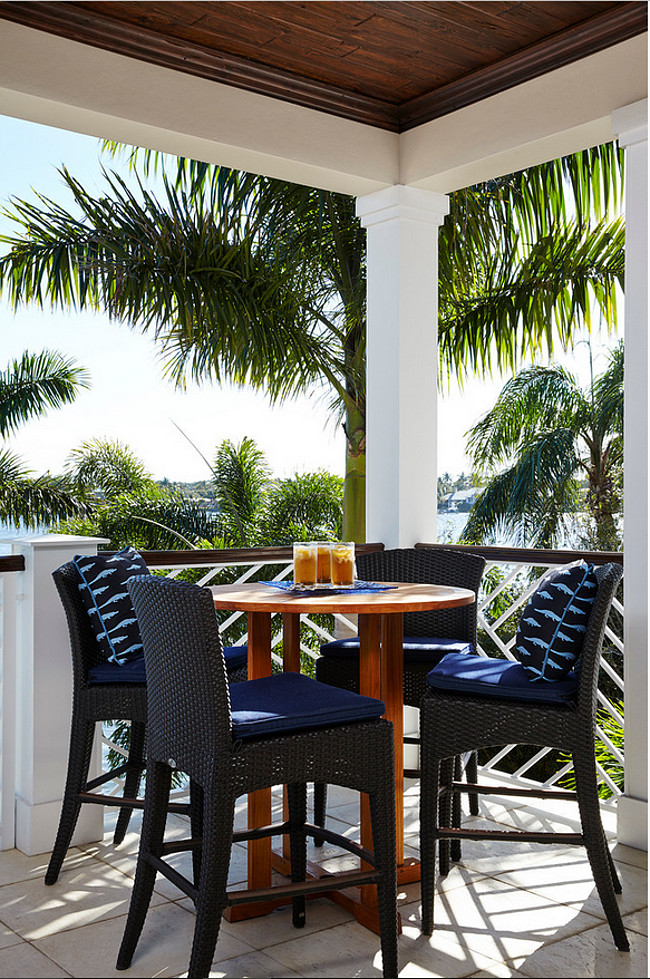 Patio Bistro Set. Coastal Patio Bistro Set Furniture. #Patio #BistroSet JMA Interior Design.