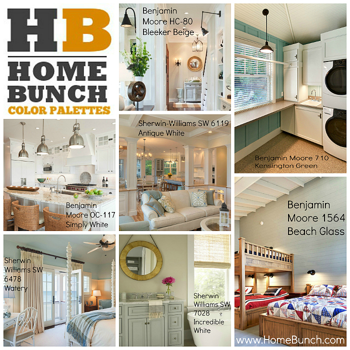 Color Palette for the entire house. Color Palette Ideas. Interior Paint Color Palettes. Benjamin Moore OC-117 Simply White, Benjamin Moore 1564 Beach Glass, Benjamin Moore HC-80 Bleeker Beige, Sherwin-Williams SW 6119 Antique White, Sherwin Williams SW 6478 Watery, Sherwin Williams SW 7028 Incredible White, Benjamin Moore 710 Kensington Green. #PaintColorPalette #ColorPalette #ColorPaletteIdeas 