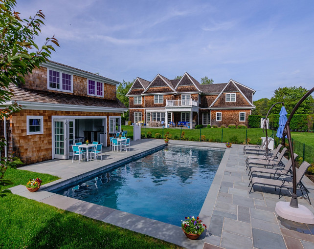 Poolhouse Design. Pool House Ideas. Poolhouse building design #poolhouse Via Sotheby's Homes.