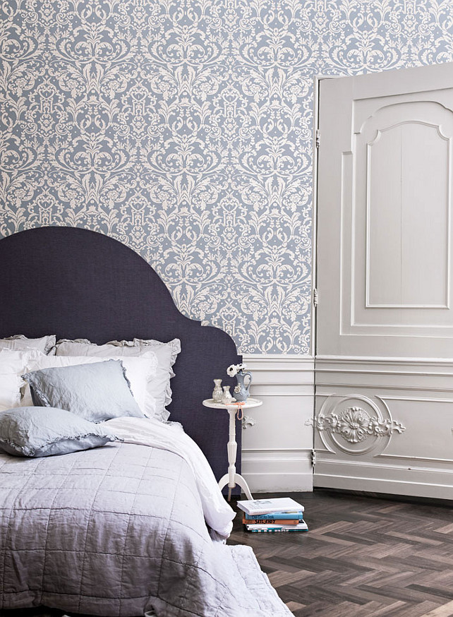 Powder Blue Ornamental Damask Wallpaper #Damask #Wallpaper