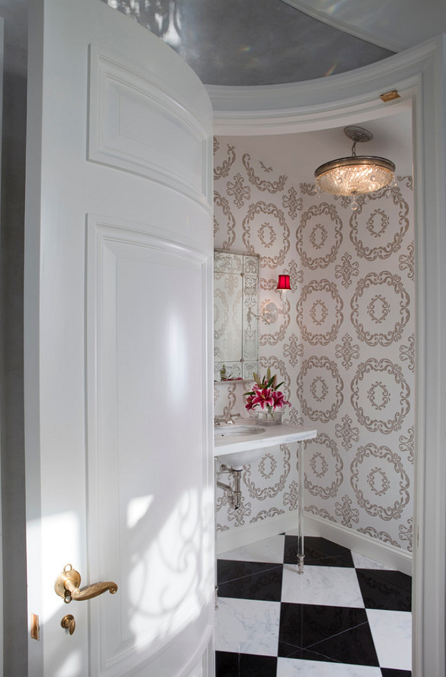 Powder Room. Curved Walls. Curved Door #CurvedWalls #CurvedDoor #Architecture #PowderRoom Significant Homes LLC