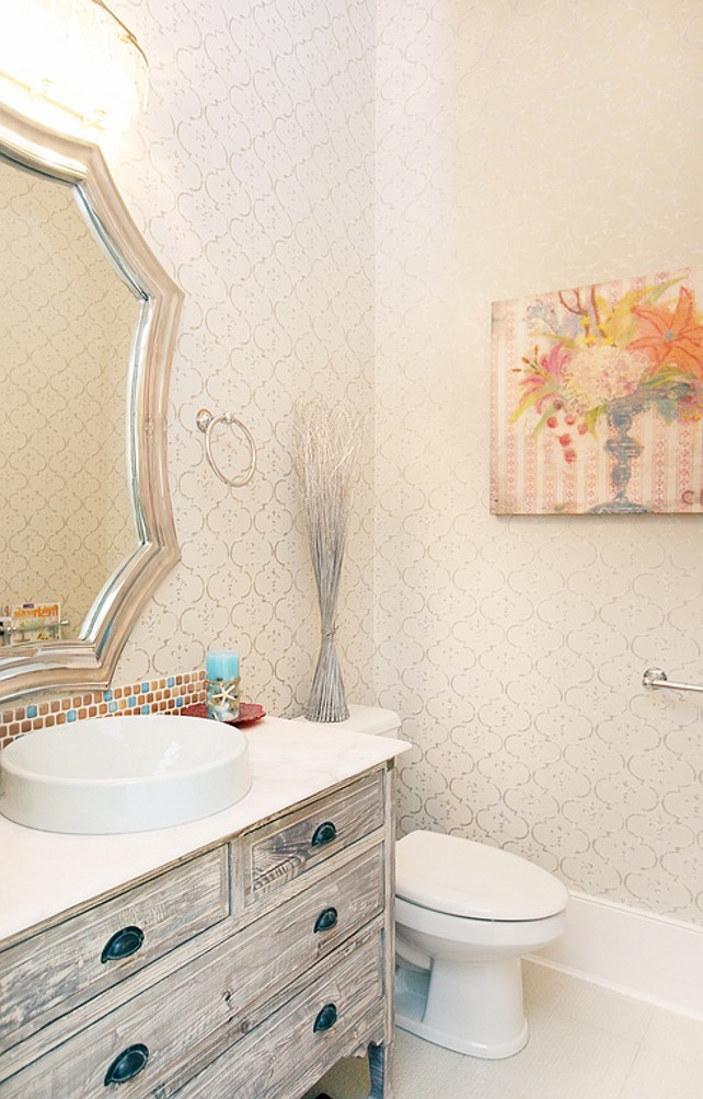 Powder Room. Podwer Room with wallpaper. #PowderRoom #Wallpaper