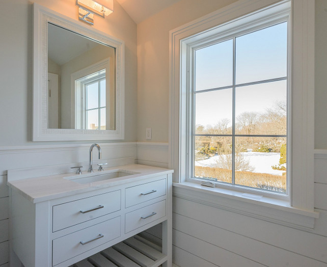 Powder Room. Powder Room Vanity. Powder Room Marble. Powder Room Faucet. Powder Room Lighting. Powder Room Window. Powder Room Plank. Powder Room Planked Walls. #PowderRoom Sotheby's Homes.