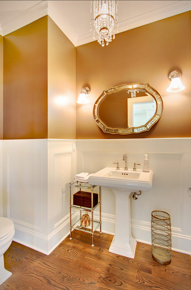 Powder Room Ideas. Great powder room design. The mirror is the Etched Mirror by Rejuvenation. #PowderRoom #PowderRoomIdeas