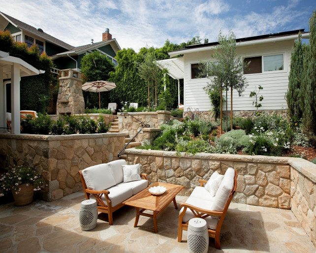 Sloped Backyard. Sloped backyard divided into different levels. #SlopedBackyard Via Sotheby's Homes.