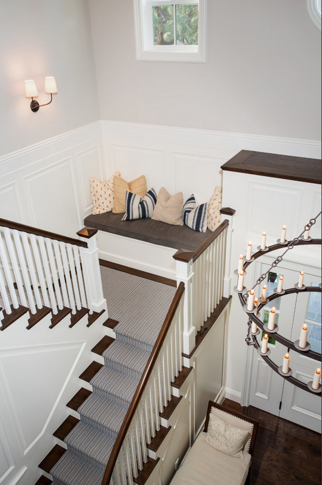 Staircase seat. Staircase built-in seat. Staircase reading nook. #Staircase #Seating #ReadingNook Legacy Custom Homes, Inc.