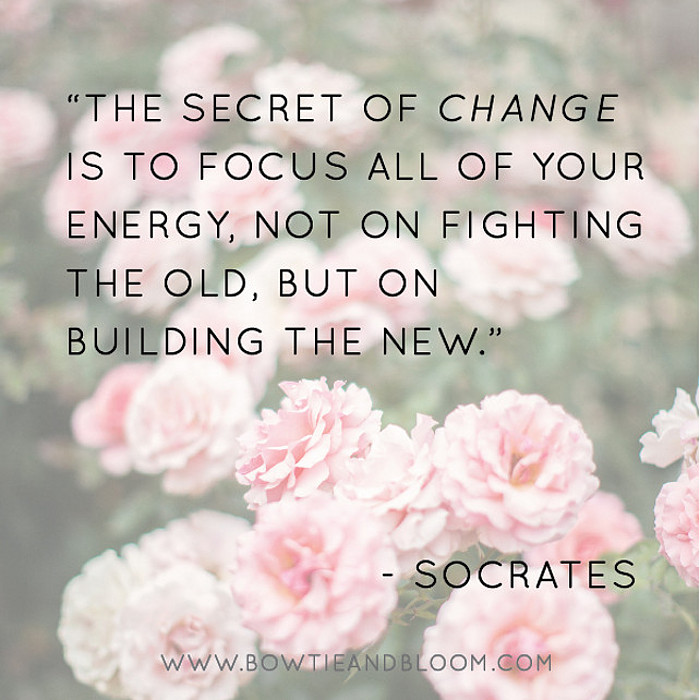 'The secret of change is to focus all of your energy, not on fighting the old, but on building the new.' Socrates