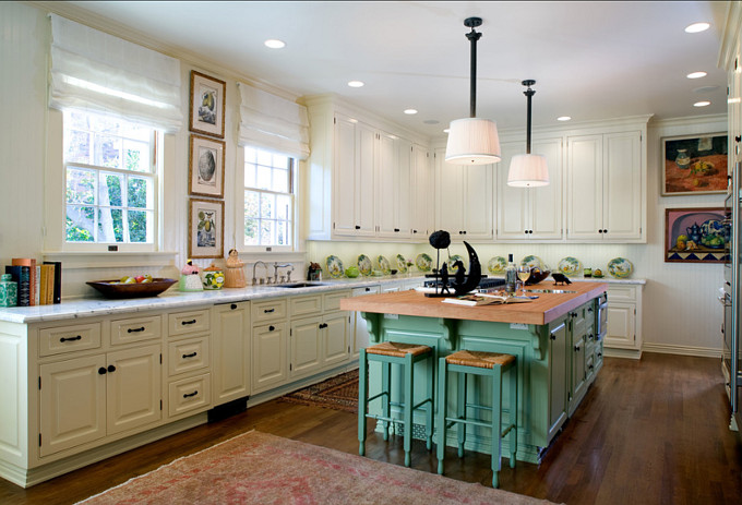 Farrow & Ball Paint Color. Island Paint Color: Farrow & Ball Breakfast Room Green. #Farrow&Ball #BreakfastRoomGreen