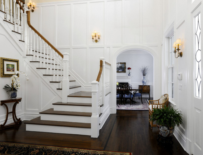 Traditional Foyer. Traditional Paneling. White paneling - foyer. #Foyer #Paneling #Traditional Sotheby's Homes.