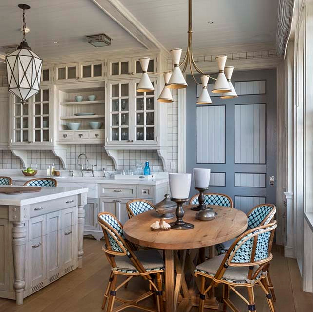 Transitional Kitchen. Transitional Kitchen with distressed cabinets. #Kitchen #DistressedKitchenCabinet Robert A M Stern Architects